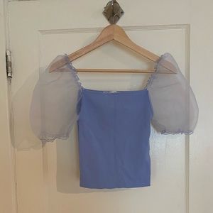 Periwinkle organza puff sleeve top